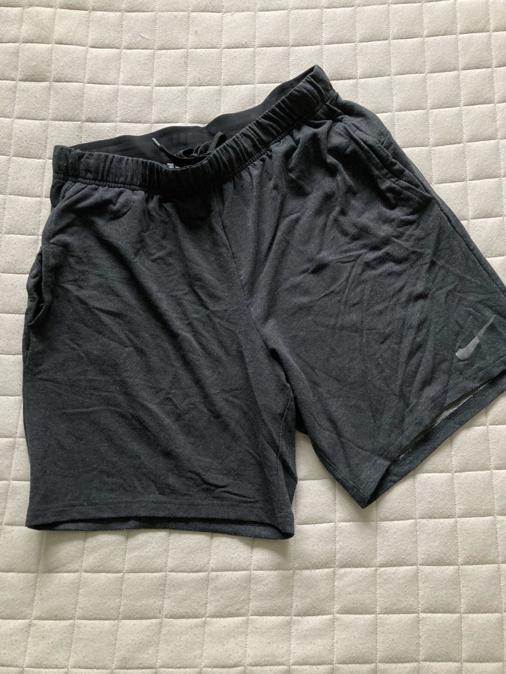 Nike Men’s Black Athletic Shorts with Subtle Gray Logo